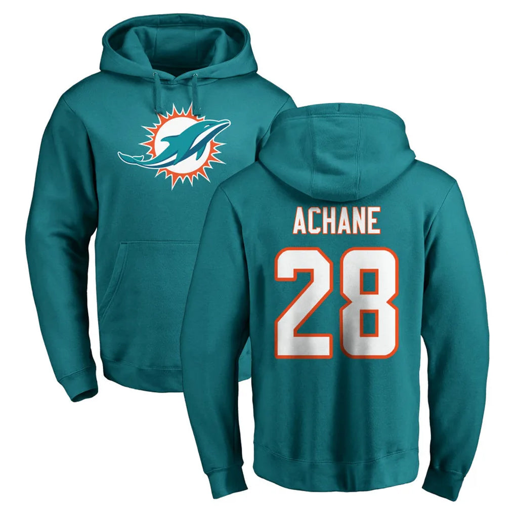 M.Dolphins #28 De'Von Achane Player Aqua LOGO Pullover Hoodies Limited Edoa Stitched Jerseys
