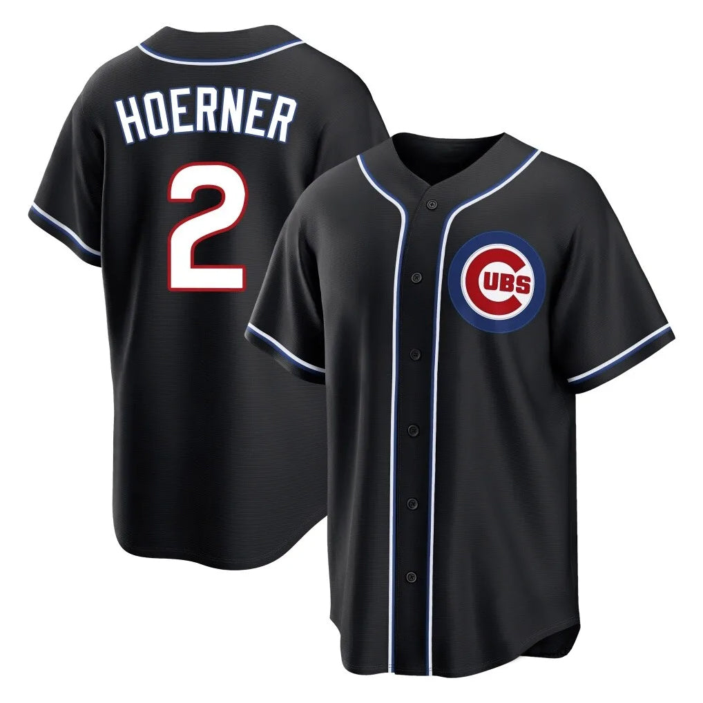 C.Cubs #2 Nico Hoerner Player Black Fashion Out Game Edoa Stitched Jerseys