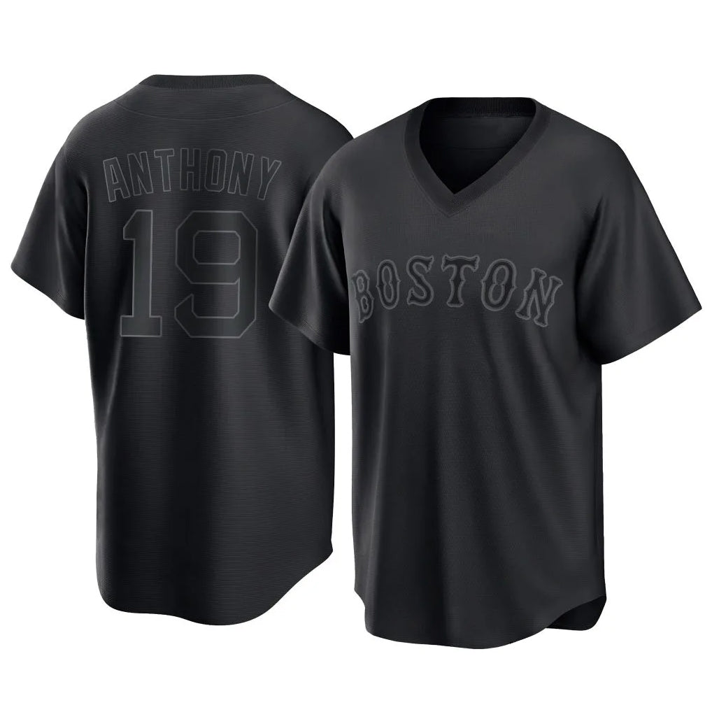 B.Red Sox #19 Roman Anthony Player Black T-shirt Home Game Edoa Stitched Jerseys