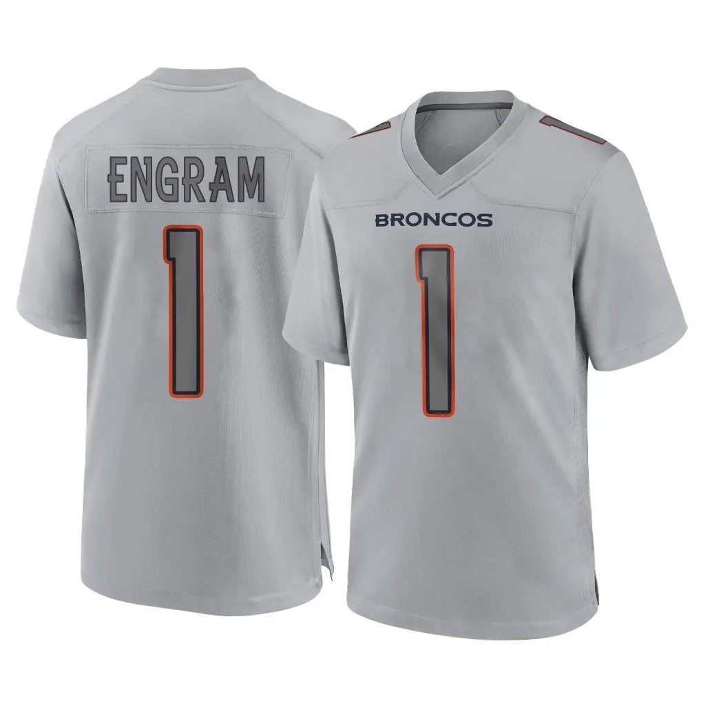 D.Broncos #1 Evan Engram Player Gray Atmosphere Fashion Limited Game Edoa Stitched Jerseys