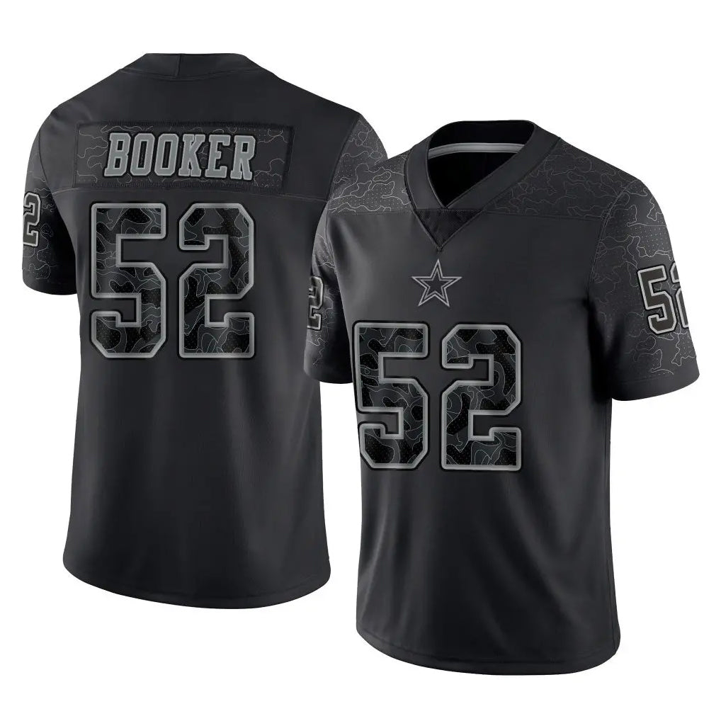 D.Cowboys #52 Tyler Booker Player Black Limited Reflective Home Game Edoa Stitched Jerseys