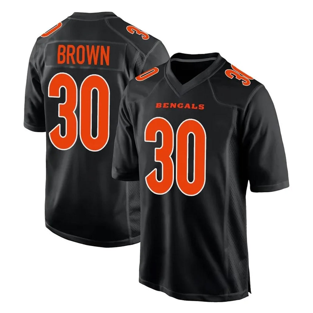 C.Bengals #30 Chase Brown Player Black Fashion Game Edoa Stitched Jerseys