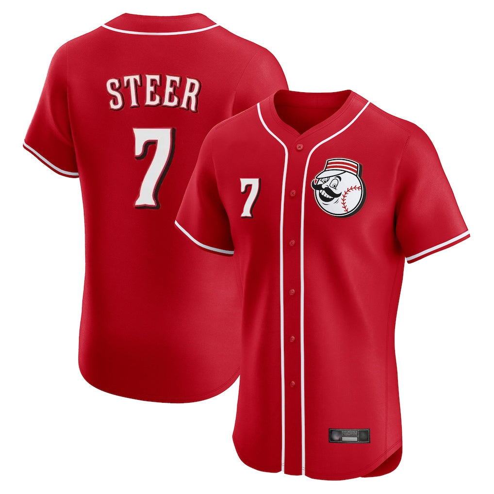 C.Reds #7 Spencer Steer Player Red Limited Elite Home Game Edoa Stitched Jerseys