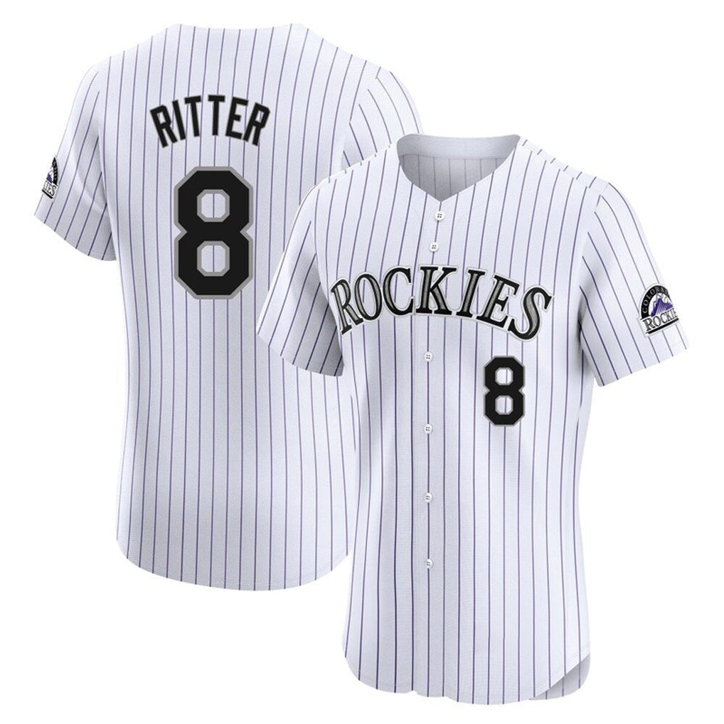 C.Rockies #8 Ryan Ritter Player White Limited Elite Home Edoa Stitched Jerseys