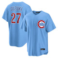 C.Cubs #27 Seiya Suzuki Player Light Blue Home Game Edoa Stitched Jerseys