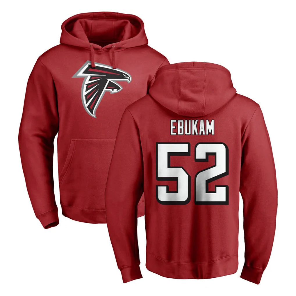 A.Falcons #52 Samson Ebukam Player Red Pullover Hoodies Home Game Edoa Stitched Jerseys