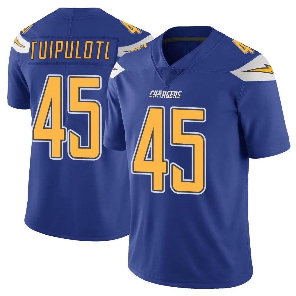 LA.Chargers #45 Tuli Tuipulotu Player Royal Limited Color Rush Vapor Untouchable Home Game Edoa Stitched Jerseys