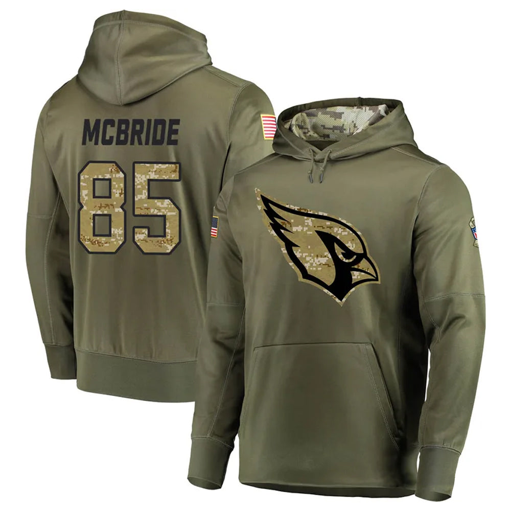 A.Cardinals #85 Trey McBride Player Olive Salute to Service Limited Hoodies Edoa Stitched Jerseys