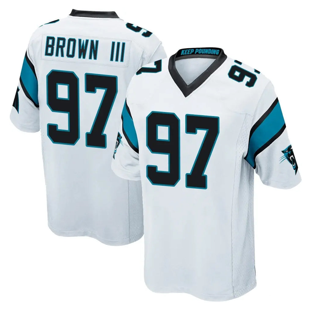 C.Panthers #97 Bobby Brown III Player White Game Edoa Stitched Jerseys