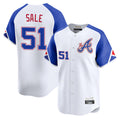 A.Braves #51 Chris Sale Player White City Connect Limited Home Game Edoa Stitched Jerseys