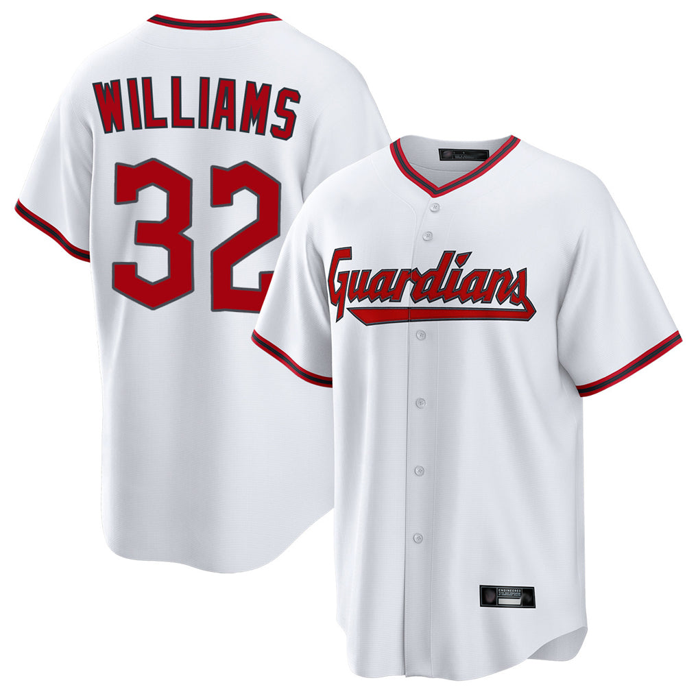 C.Guardians #32 Gavin Williams Player White Game Home Edoa Stitched Jerseys