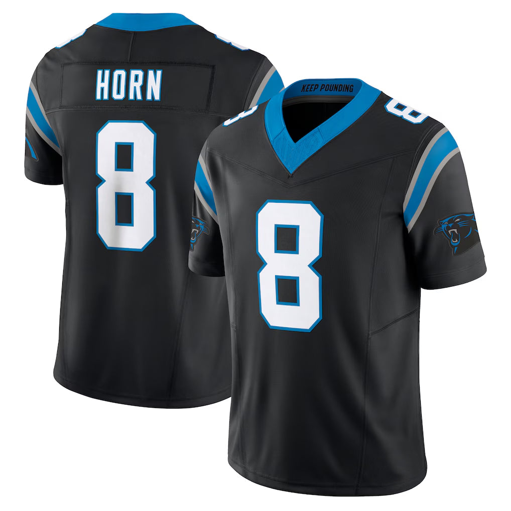 C.Panthers #8 Jaycee Horn Player Black Vapor F.U.S.E. Limited Home Game Edoa Stitched Jerseys