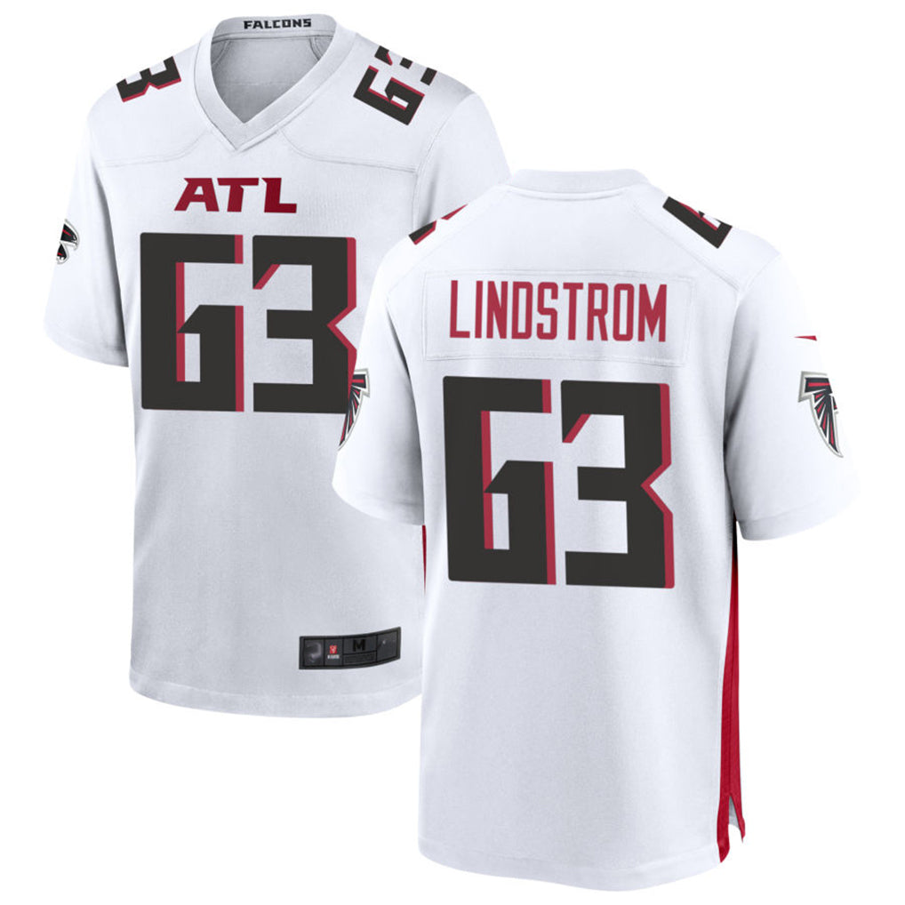 A.Falcons #63 Chris Lindstrom Player White Home Game Edoa Stitched Jerseys