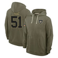 NO.Saints #51 Cesar Ruiz Player Olive Salute to Service Pullover Hoodies Limited Edoa Stitched Jerseys