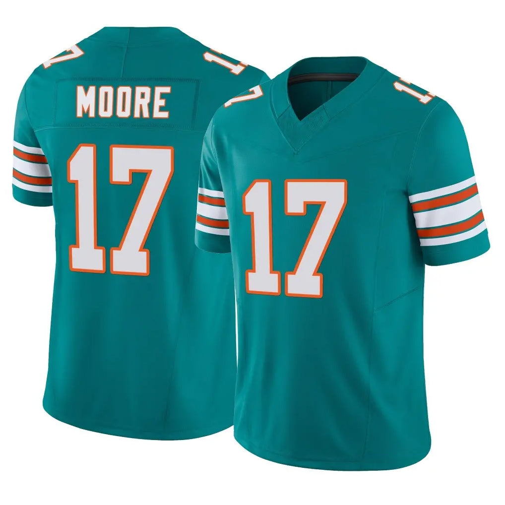 M.Dolphins #17 Trey Moore Player Aqua Limited Alternate Vapor F.U.S.E. Home Game Edoa Stitched Jerseys