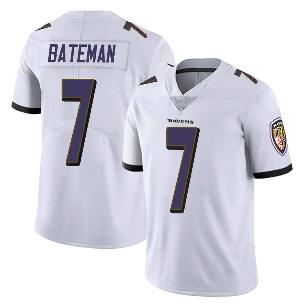 B.Ravens #7 Rashod Bateman Player White Vapor F.U.S.E. Limited Edoa Stitched Jerseys