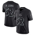 B.Ravens #52 Ray Lewis Player Black RFLCTV Limited Edoa Stitched Jerseys