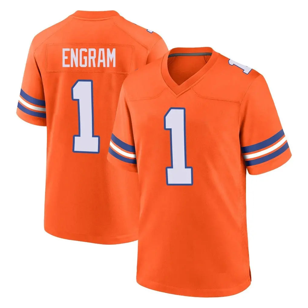 D.Broncos #1 Evan Engram Player Orange Alternate Collection Throwback Game Edoa Stitched Jerseys