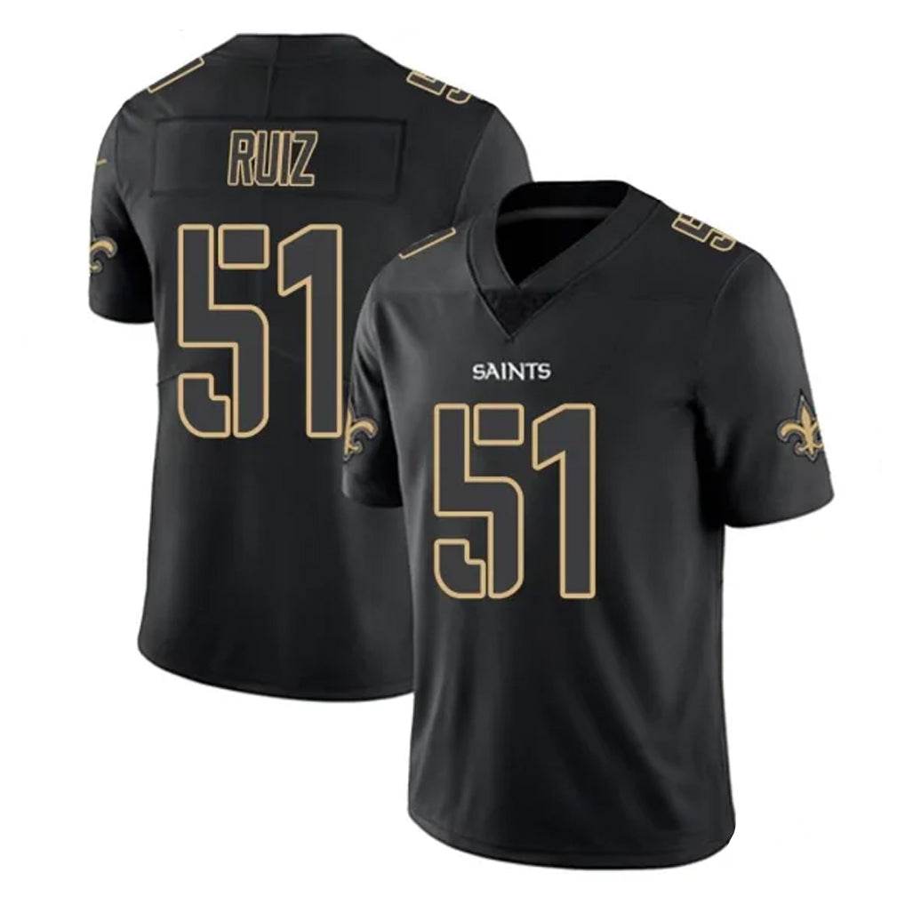 NO.Saints #51 Cesar Ruiz Player Black Impact Limited Home Game Edoa Stitched Jerseys