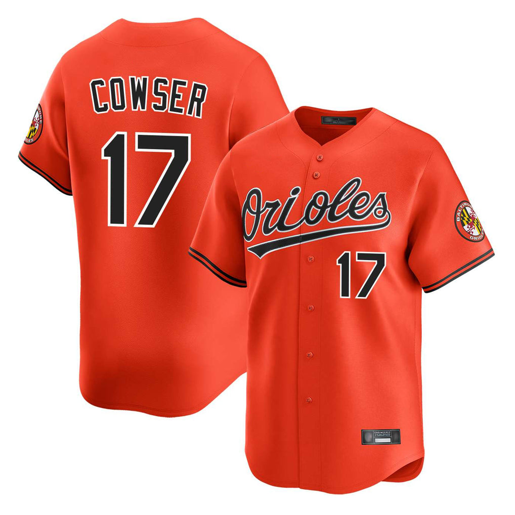 B.Orioles #17 Colton Cowser Player Orange Limited Home Game Edoa Stitched Jerseys
