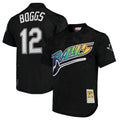 TB.Rays #12 Wade Boggs Player Black Mitchell & Ness Cooperstown Replica Edoa Stitched Jerseys