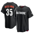 B.Orioles #35 Adley Rutschman Player Black City Connect Home Game Edoa Stitched Jerseys