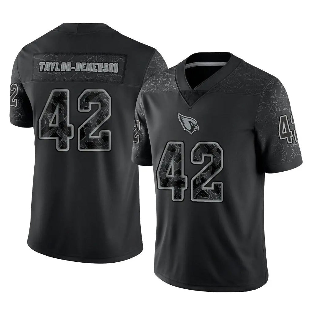 A.Cardinals #42 Dadrion Taylor-Demerson Player Black RFLCTV Limited Home Game Edoa Stitched Jerseys