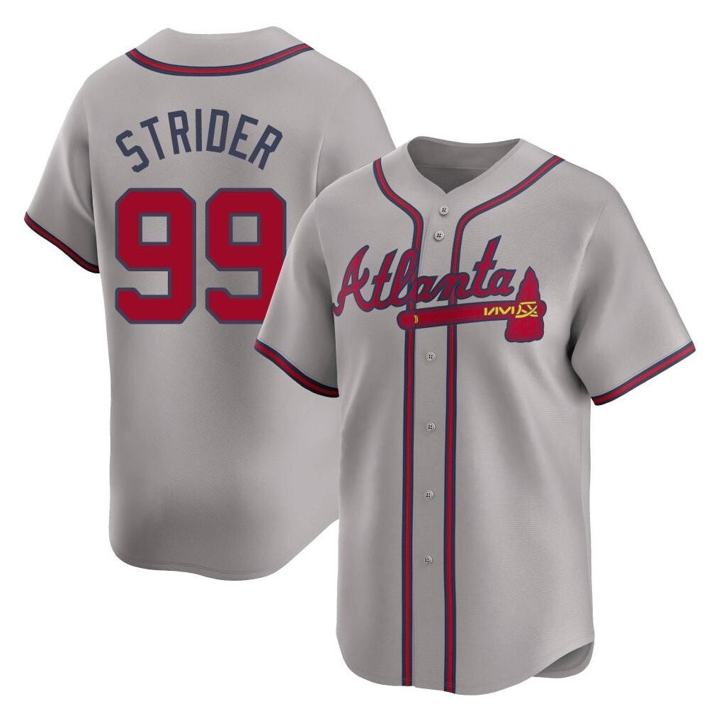 A.Braves #99 Spencer Strider Player Gray Limited Home Game Edoa Stitched Jerseys