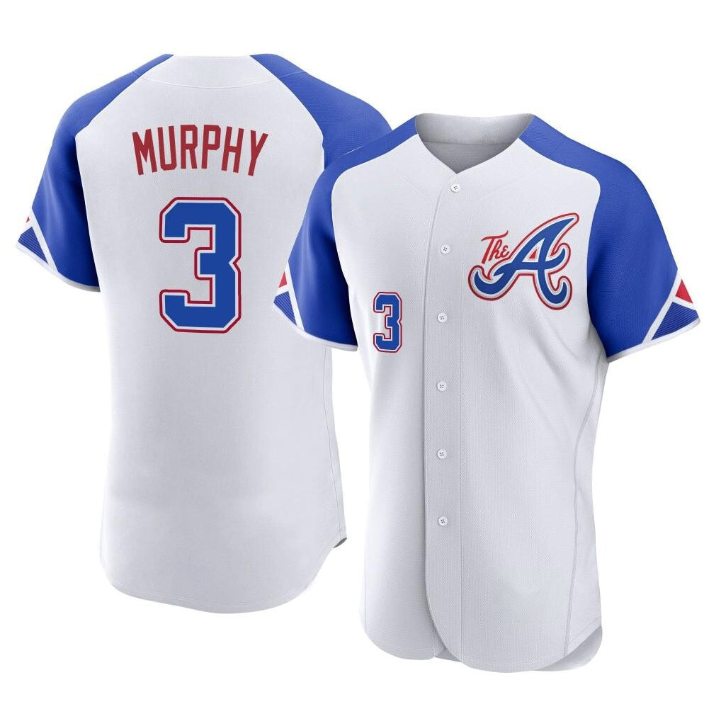 A.Braves #3 Dale Murphy Player White City Connect Limited Elite Home Game Edoa Stitched Jerseys