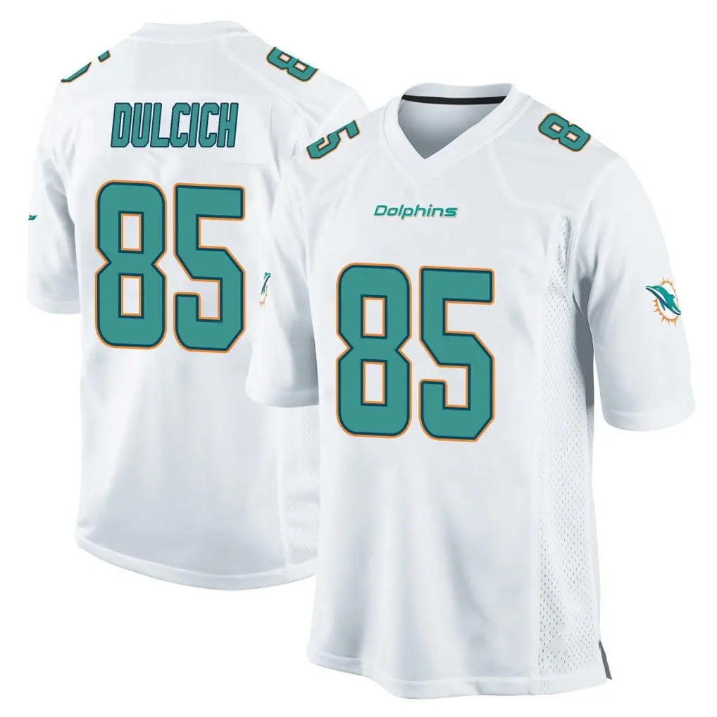 M.Dolphins #85 Greg Dulcich Player White Home Game Edoa Stitched Jerseys