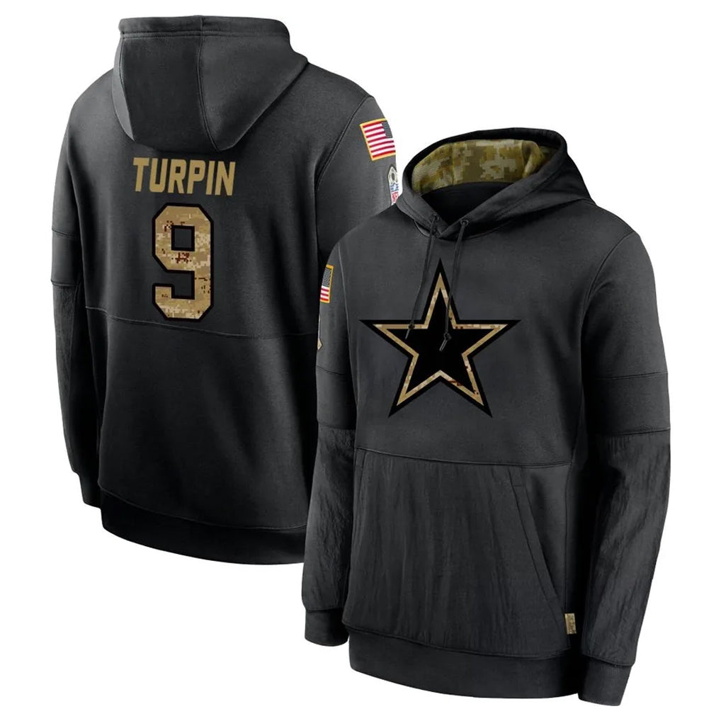D.Cowboys #9 KaVontae Turpin Player Black Salute to Service Pullover Hoodies Limited Edoa Stitched Jerseys