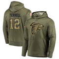 A.Falcons #12 Avieon Terrell Player Olive Salute to Service Club Fleece Hoodie Edoa Stitched Jerseys