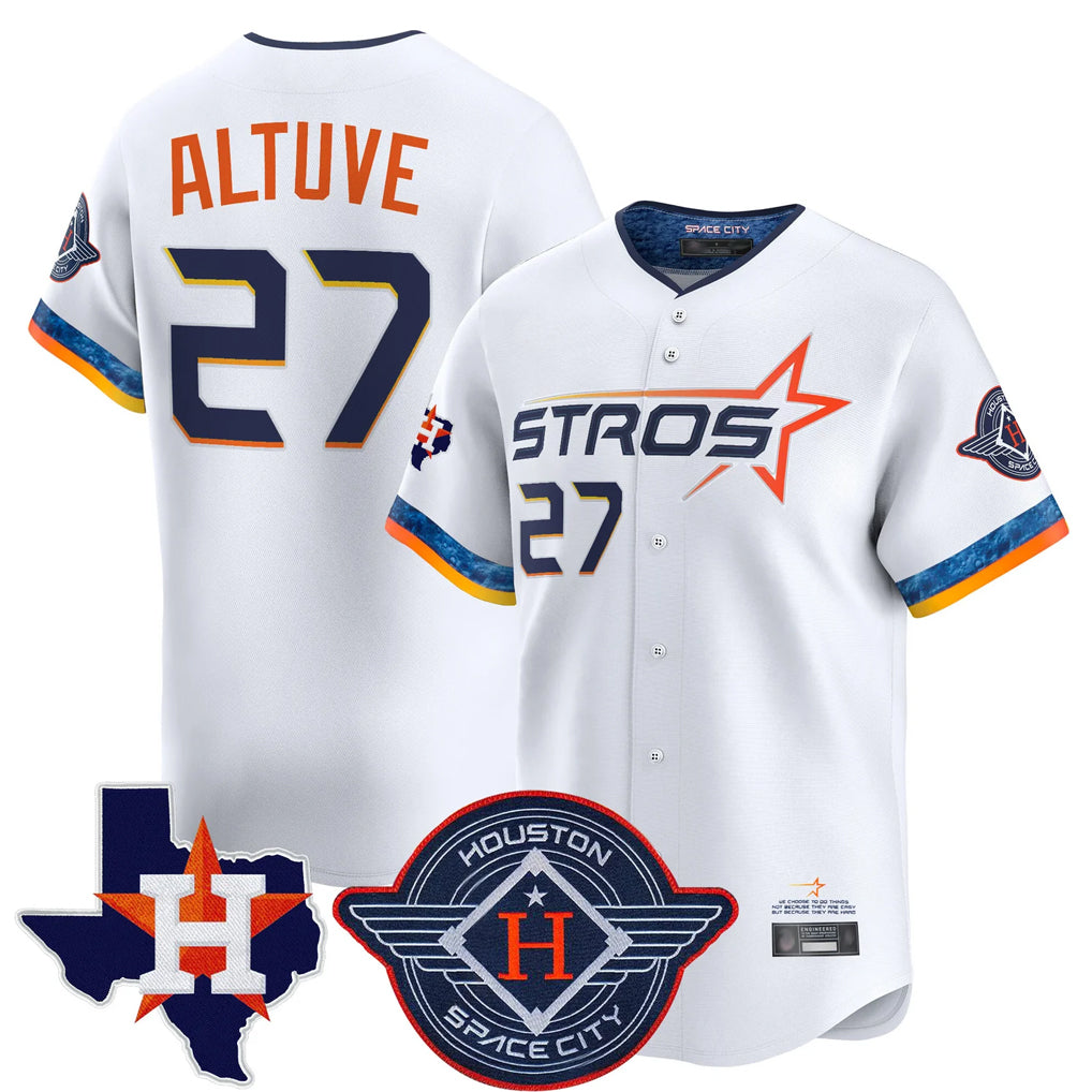 H.Astros #27 Jose Altuve Player White City Connect Texas Patch Vapor Premier Limited Home Edoa Stitched Jerseys