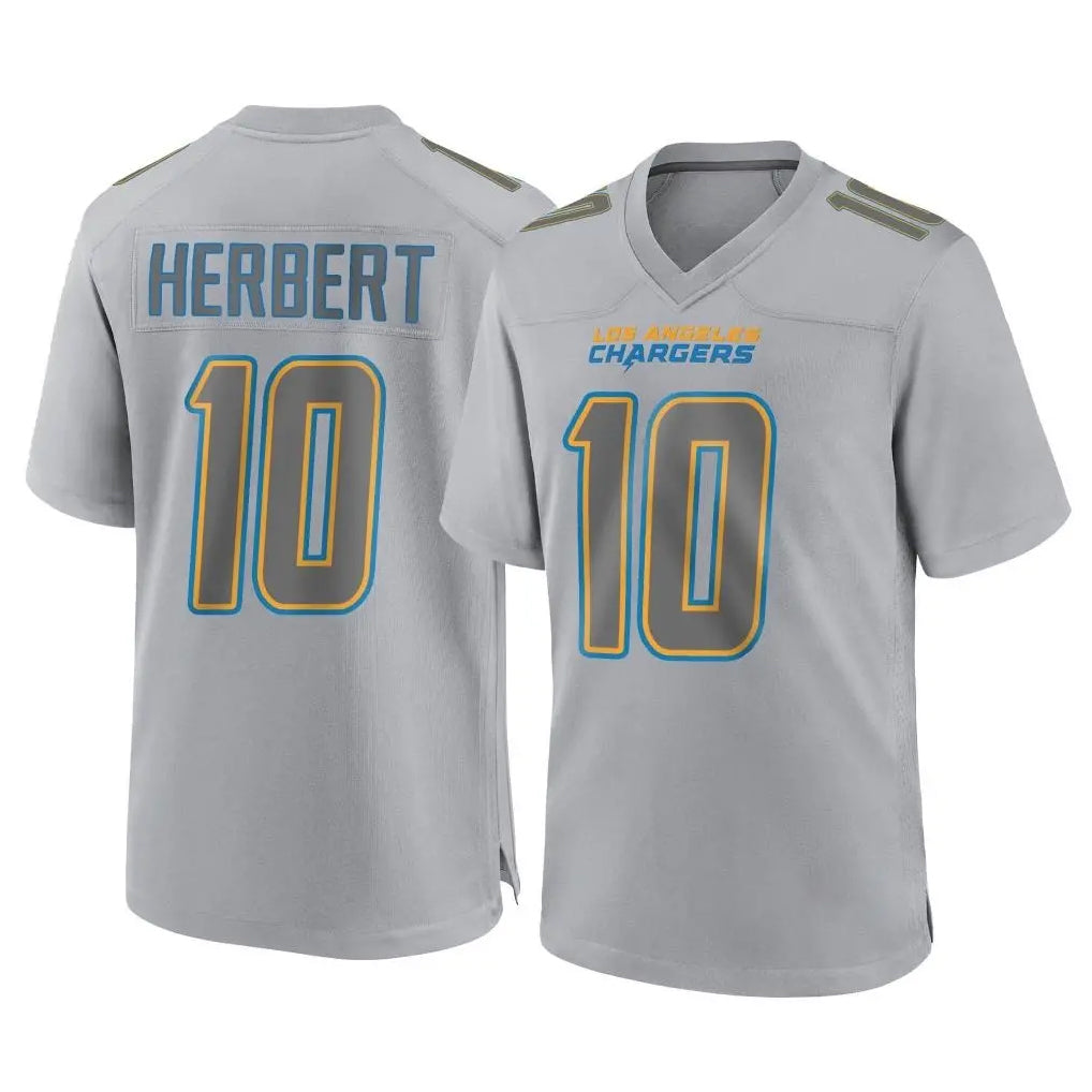 LA.Chargers #10 Justin Herbert Player Gray Atmosphere Fashion Home Game Edoa Stitched Jerseys