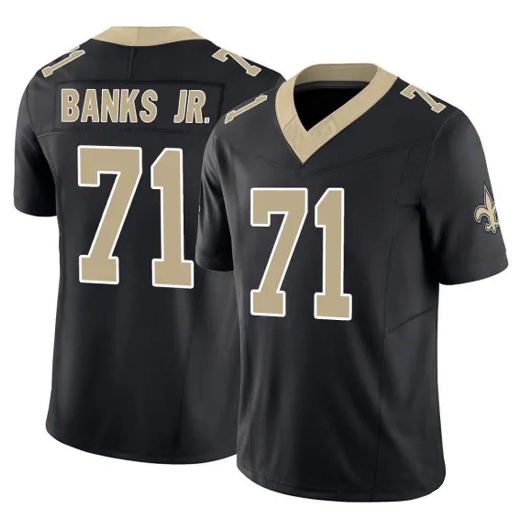 NO.Saints #71 Kelvin Banks Jr. Player Black Limited Vapor F.U.S.E. Home Game Edoa Stitched Jerseys