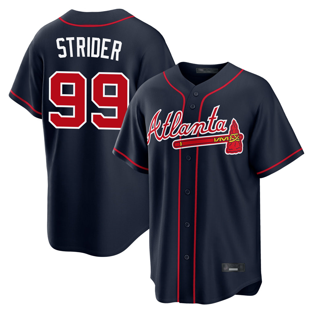 A.Braves #99 Spencer Strider Player Navy Home Game Edoa Stitched Jerseys