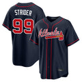 A.Braves #99 Spencer Strider Player Navy Home Game Edoa Stitched Jerseys