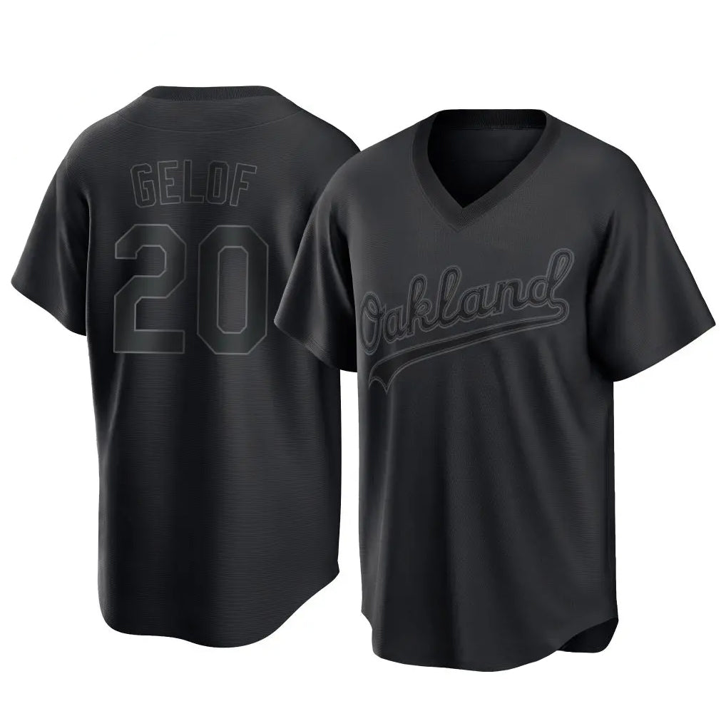 Athletics #20 Zack Gelof Player Black Pitch Fashion T-shirt Home Game Edoa Stitched Jerseys