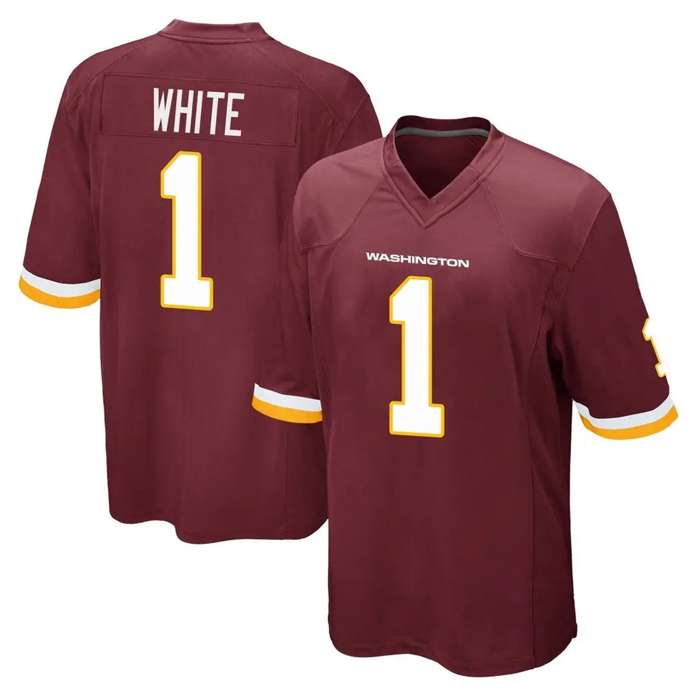 W.Commanders #1 Rachaad White Player Burgundy Team Color Home Game Edoa Stitched Jerseys