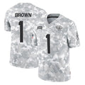 J.Jaguars #1 Montaric Brown Player Arctic Camo Salute To Service Limited Game Edoa Stitched Jerseys