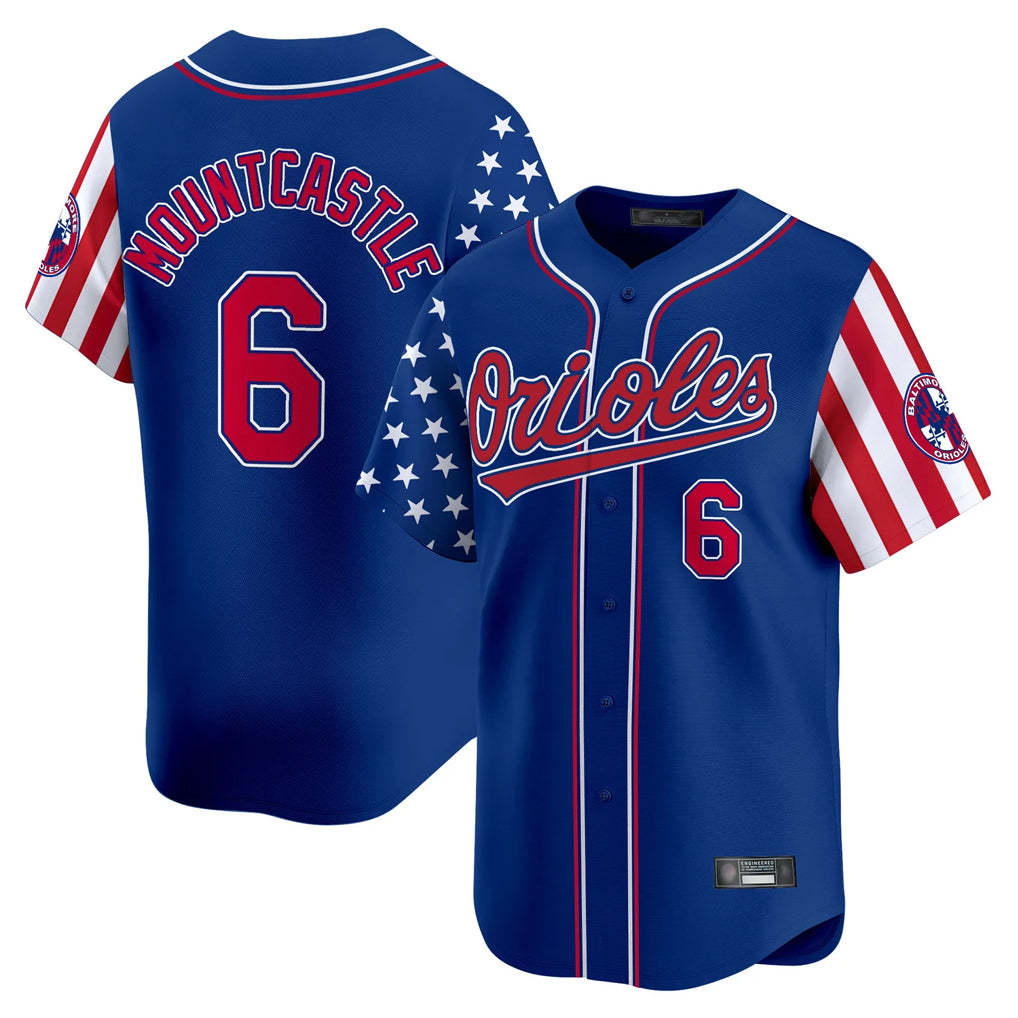 B.Orioles #6 Ryan Mountcastle Player Royal Independence Day Vapor Premier Limited Home Game Edoa Stitched Jerseys