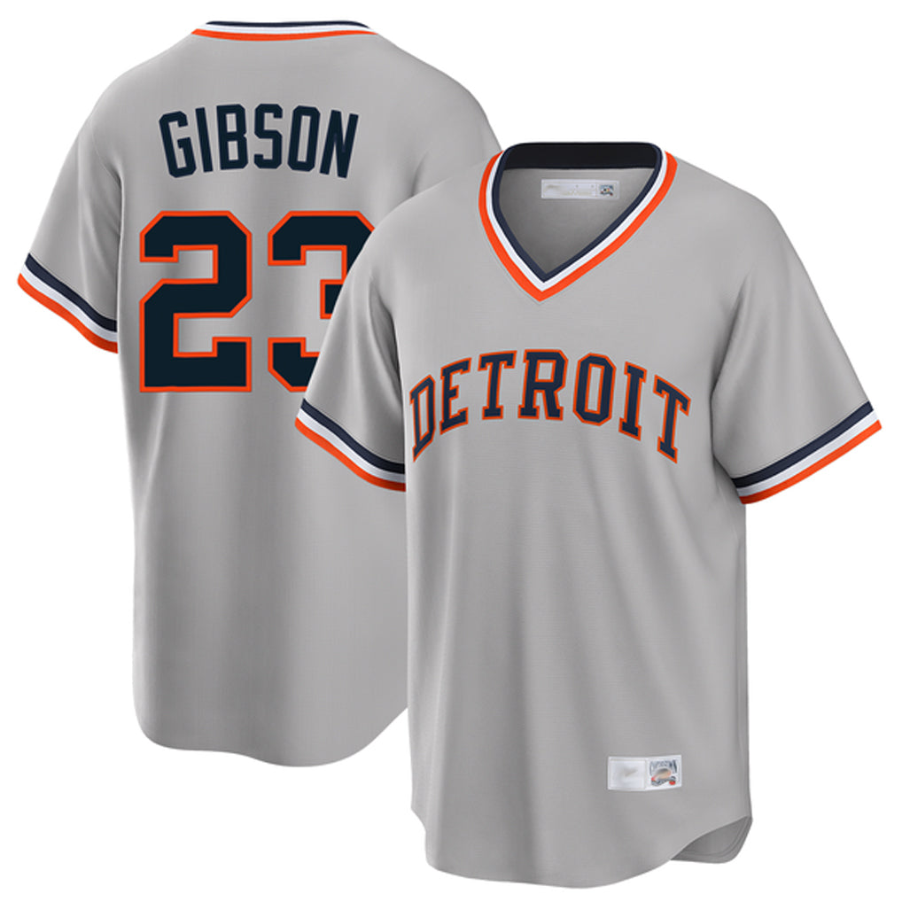 D.Tigers #23 Kirk Gibson Player Gray Cooperstown T-shirt Home Game Edoa Stitched Jerseys
