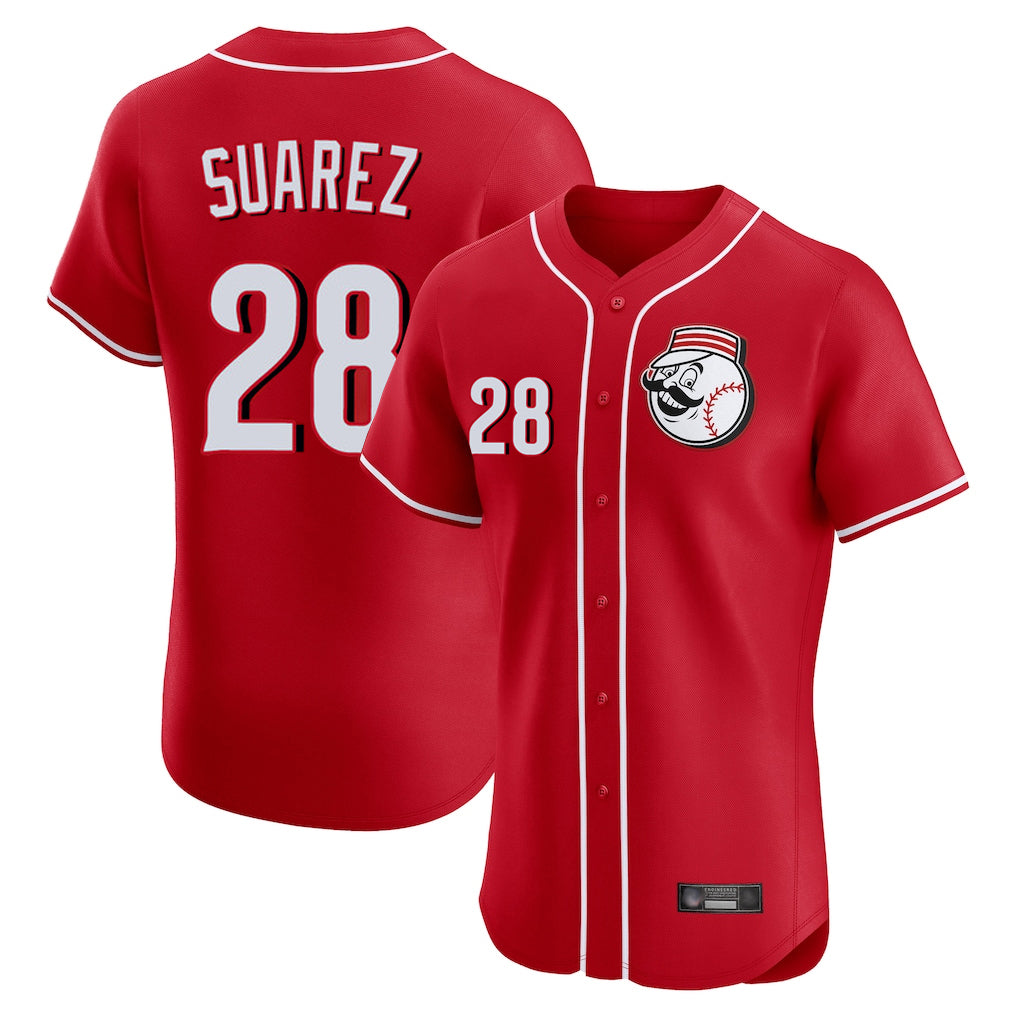 C.Reds #28 Eugenio Su¨¢rez Player Red Limited Elite Home Game Edoa Stitched Jerseys