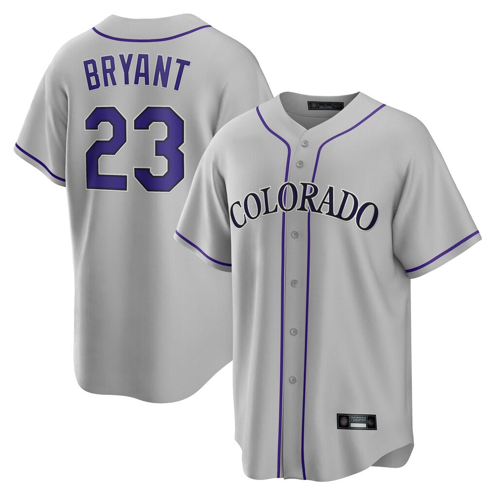 C.Rockies #23 Kris Bryant Player Gray Game Home Edoa Stitched Jerseys