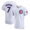 C.Cubs #7 Dansby Swanson Player White Limited Elite Home Game Edoa Stitched Jerseys