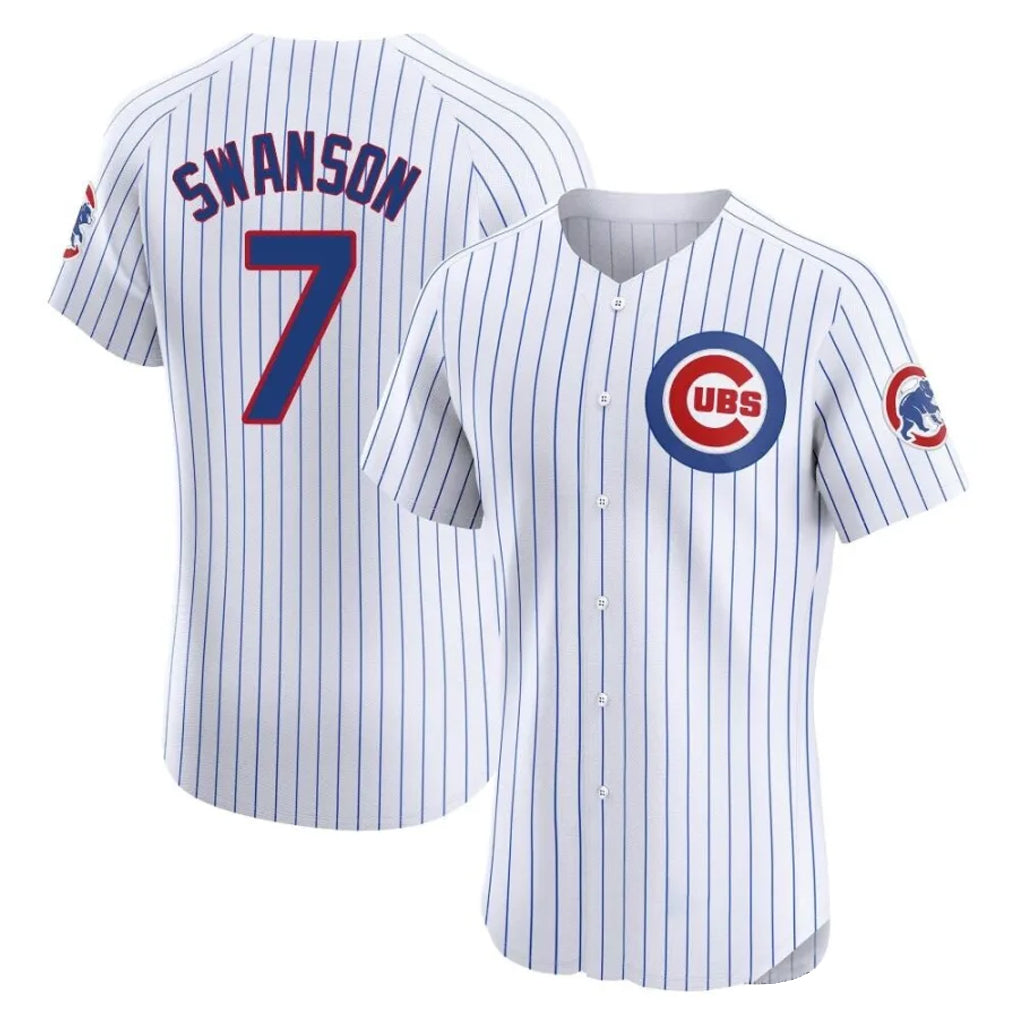 C.Cubs #7 Dansby Swanson Player White Limited Elite Home Game Edoa Stitched Jerseys
