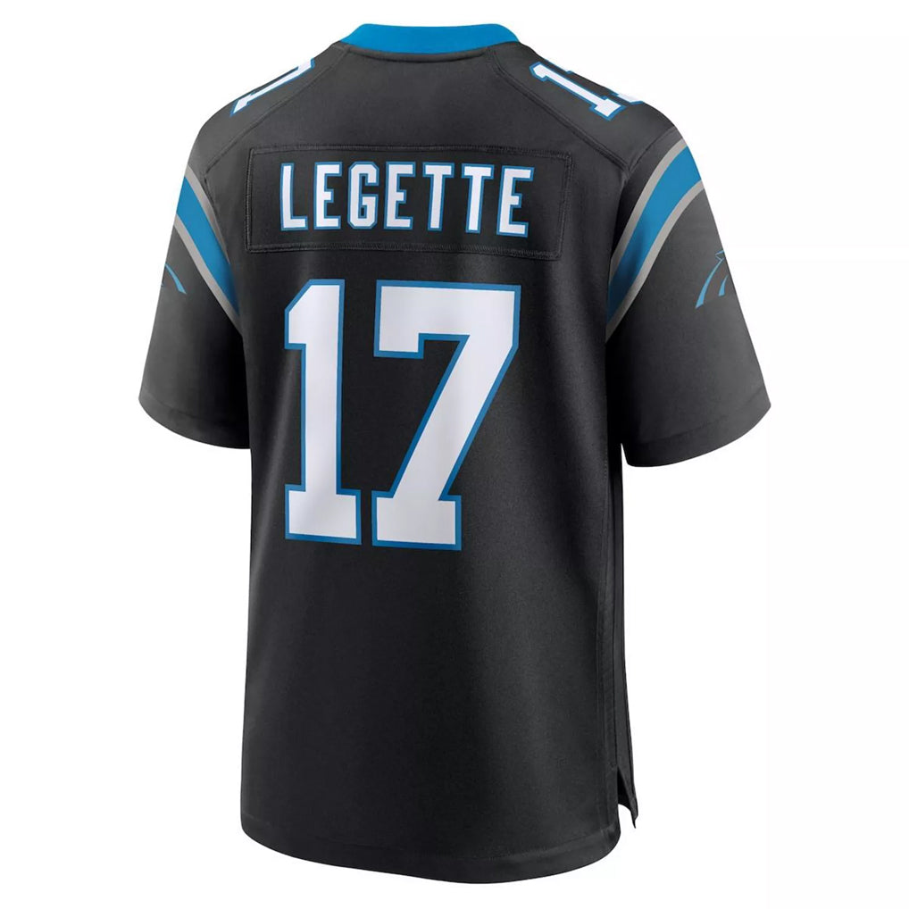 C.Panthers #17 Xavier Legette Player Black Home Game Edoa Stitched Jerseys