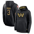W.Commanders #3 Stefon Diggs Player Black Salute to Service Performance Pullover Hoodies Home Game Edoa Stitched Jerseys