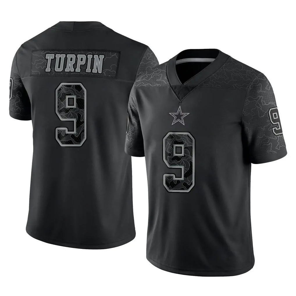 D.Cowboys #9 KaVontae Turpin Player Black Limited Reflective Home Game Edoa Stitched Jerseys