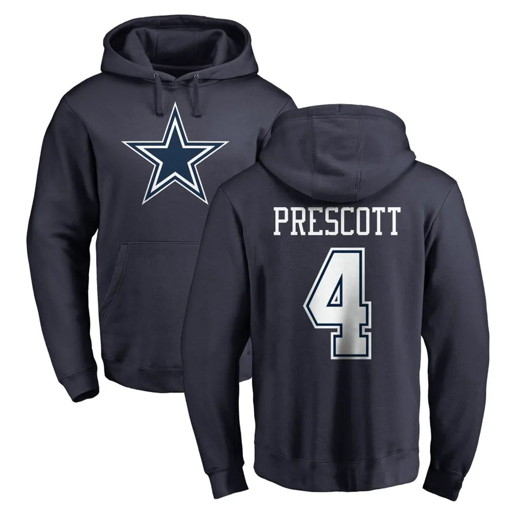 D.Cowboys #4 Dak Prescott Player Navy Pullover Hoodies Limited Edoa Stitched Jerseys